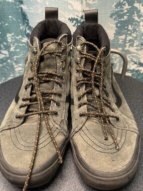 USED Vans SK8-HI Corduroy High Top Sneakers Mens 8.5 Womens 10 Lace Up Gray